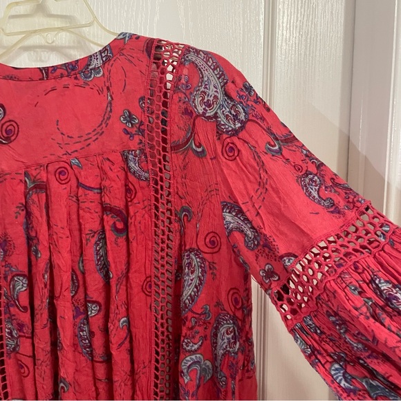 Free People Womens Just the Two of Us Balloon Sleeve Tunic Top Mini Dress Small - Picture 10 of 12